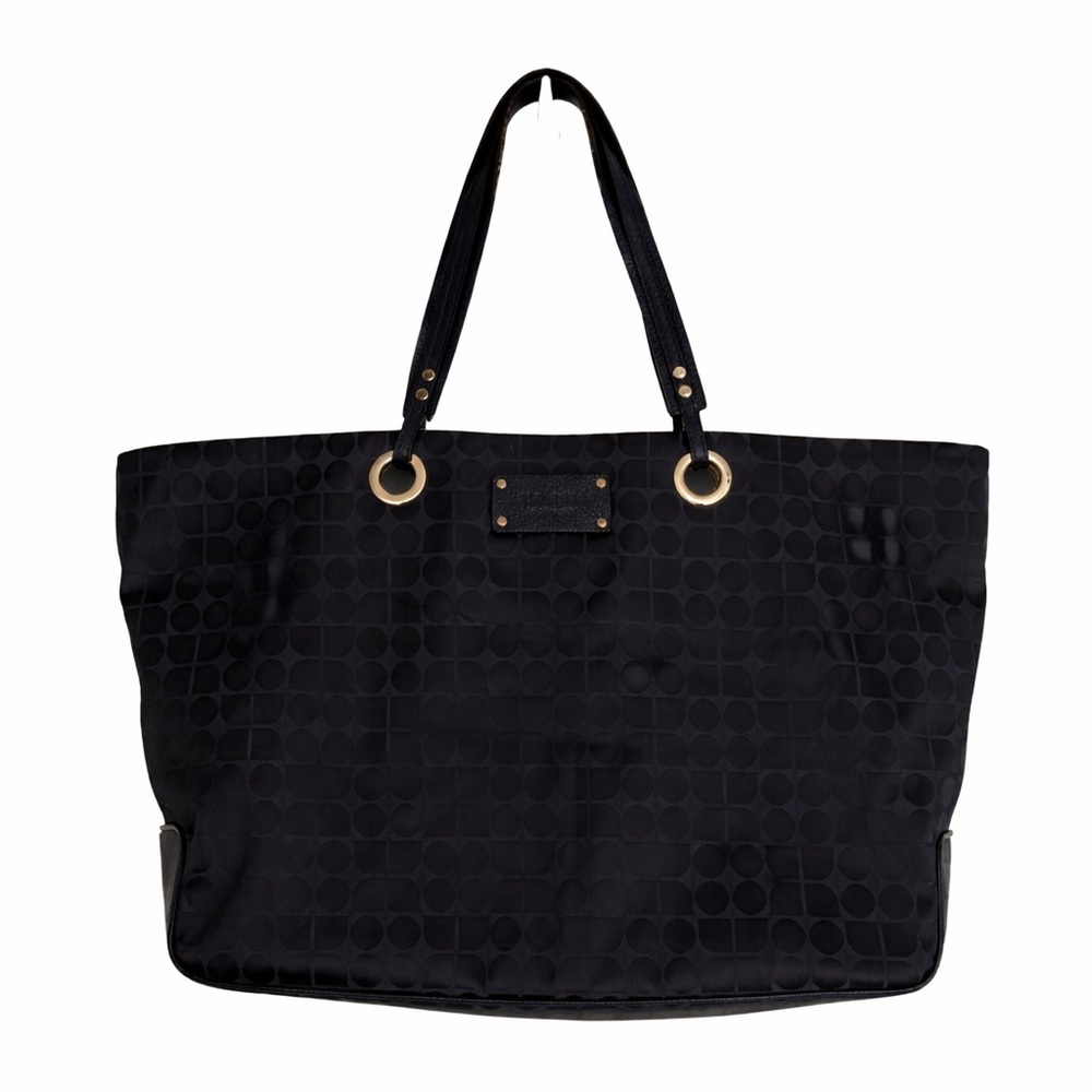 Kate Spade New York Noel Jacquard Fabric Tote in Dark Blue with Leather Straps